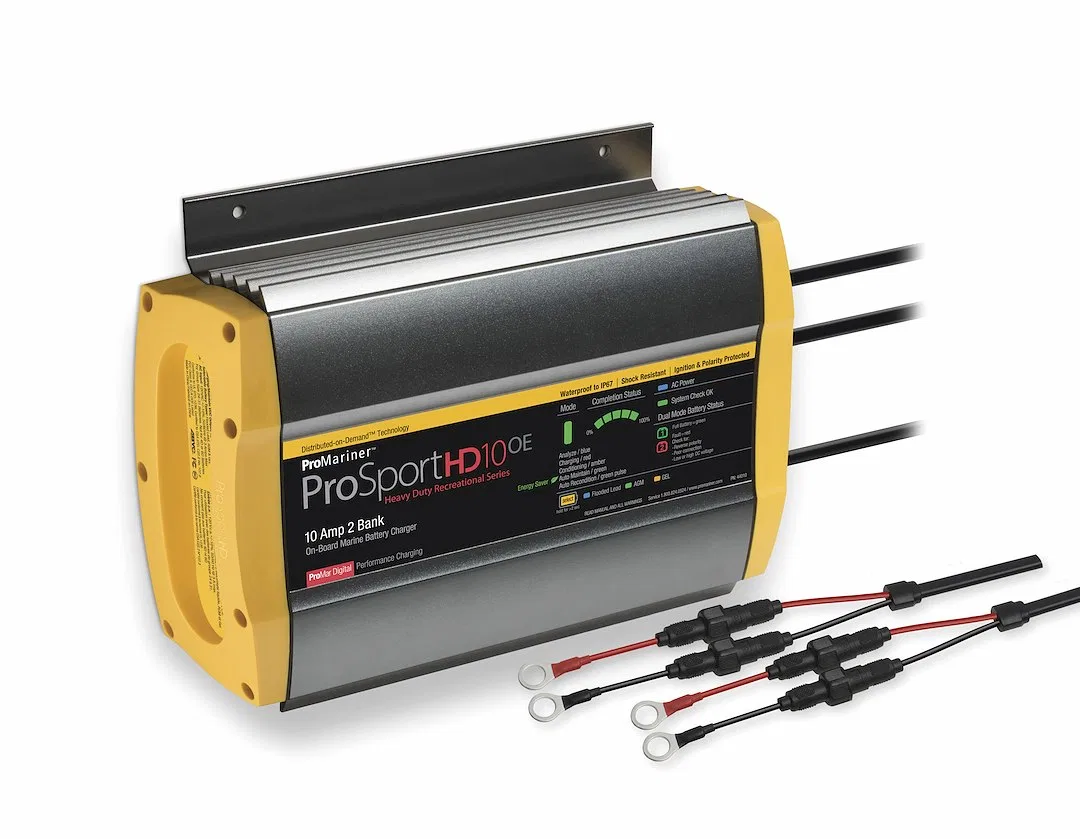 44010 – PRO MARINER Battery Charger, For 12 Volt Flooded/ AGM Lead Acid/ Gel Batteries 2 Bank Charger 5 Step Fully Au...